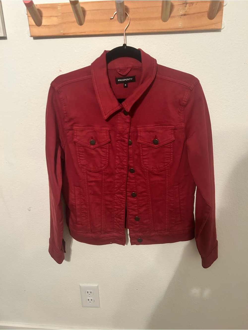 Prosperity Raspberry Red Stretch Denim Jacket Medium